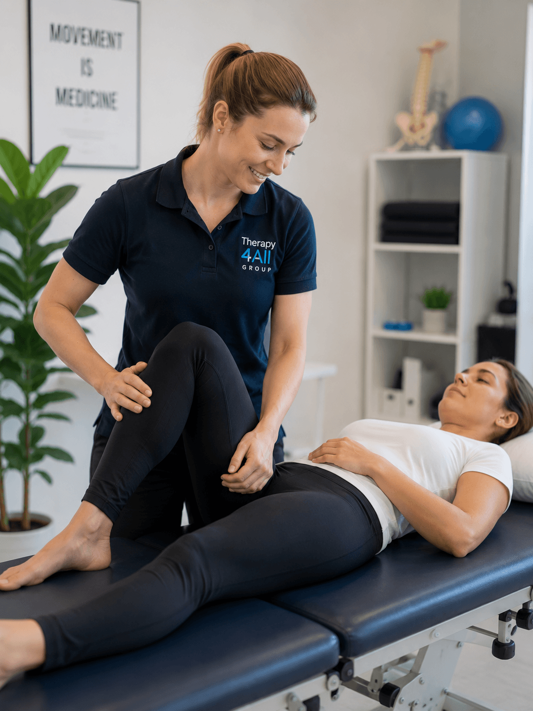 A physiotherapist helping a patient move better and feel stronger